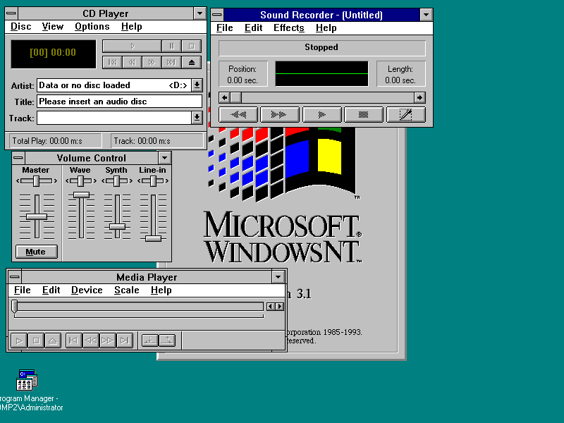 Screen capture of Microsoft Windows NT 3.1