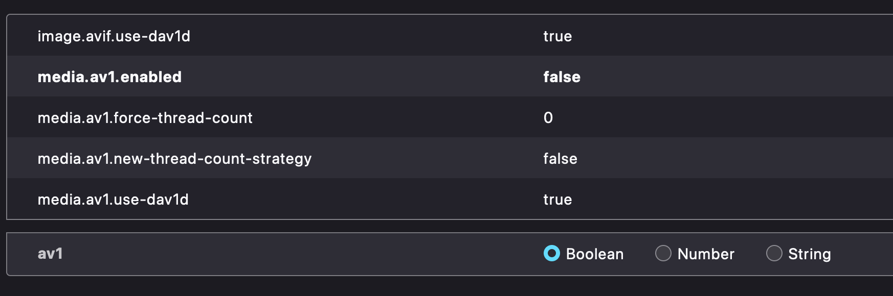 Disabling AV1 supportt dialog box